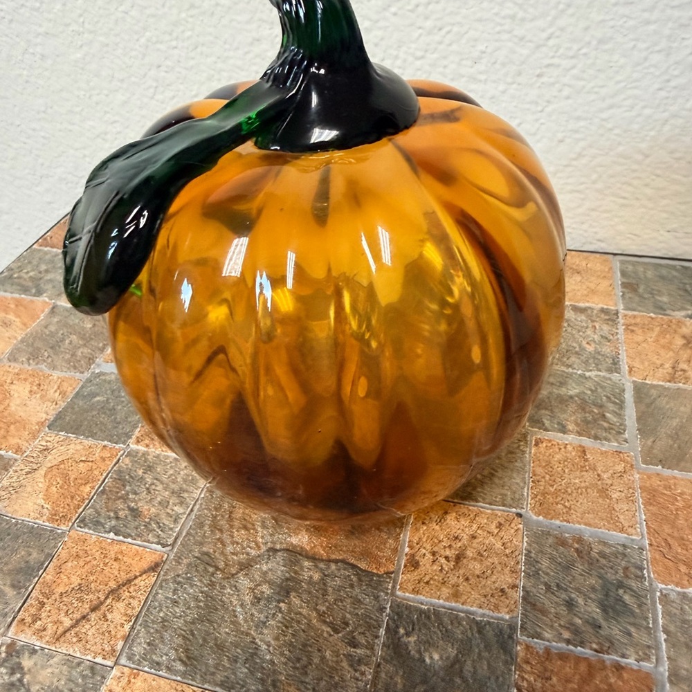Glass pumpkin Murano Blown Glass Fall Harvest Decor